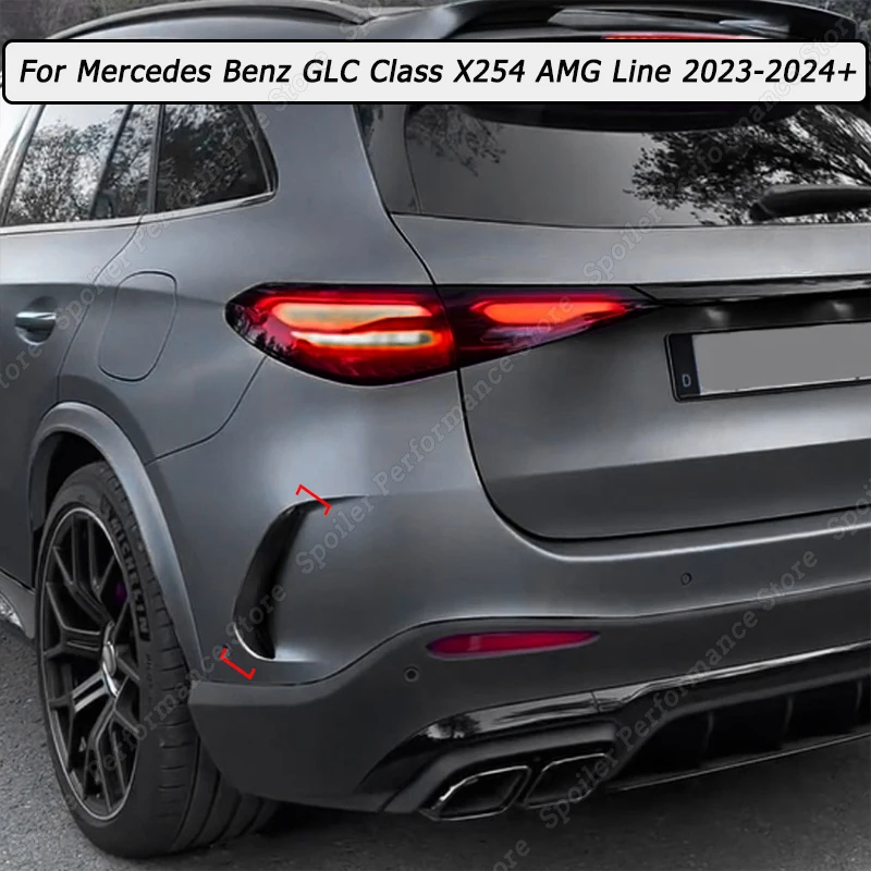 Gloss Black/Carbon Look Car Rear Bumper Diffuser Wind Knife Trim Body Kits For Mercedes Benz GLC Class X254 AMG Line 2023-2024+