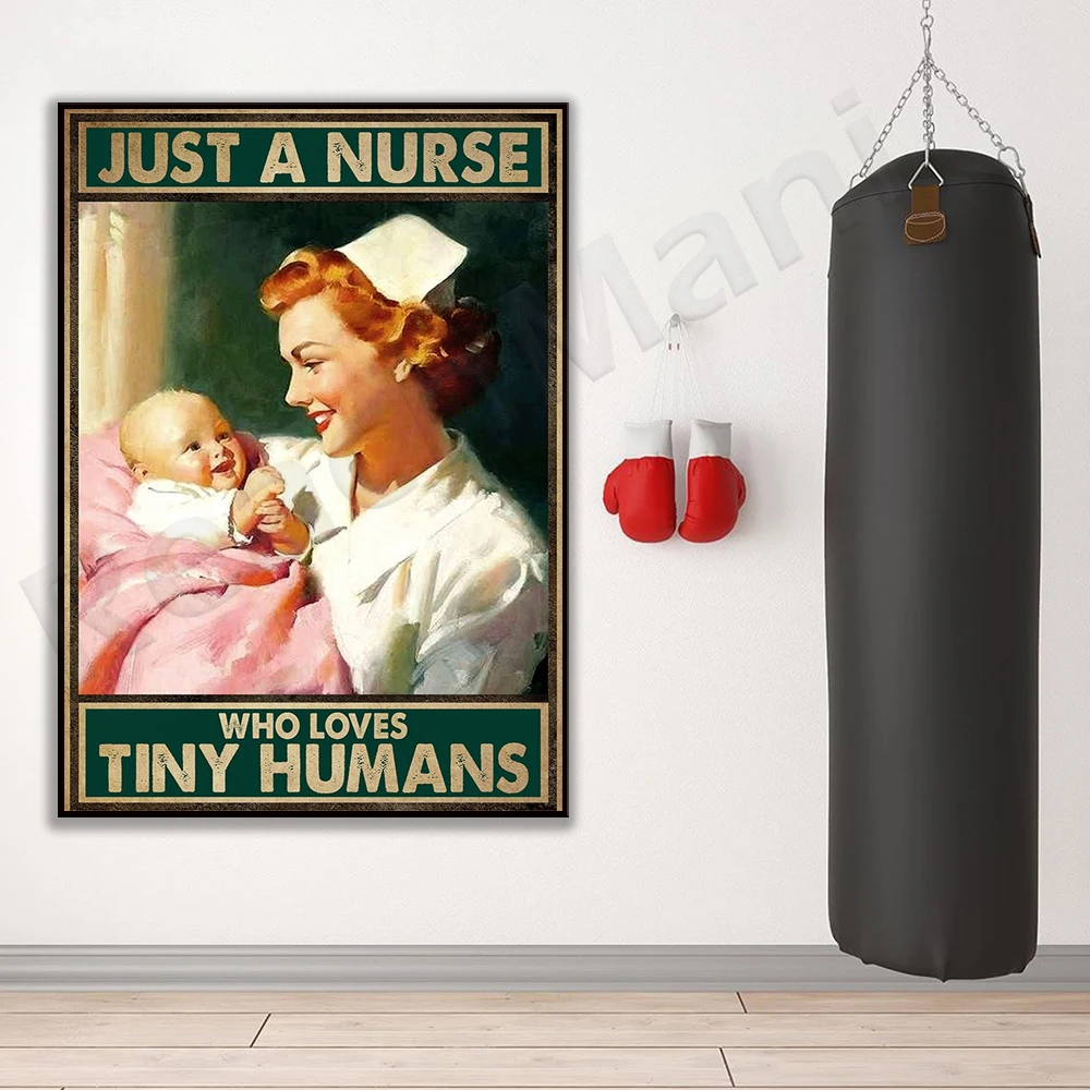 Nursing Nurse Poster Midwife Gift Just a Nurse Who Loves Tiny Humans Poster Wall Art Print Home Living Decor Poster