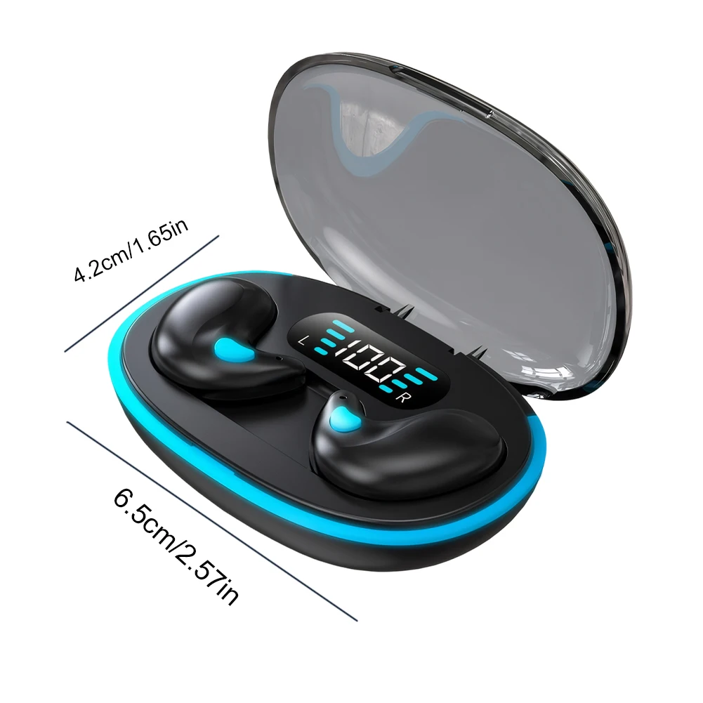 Bluetooth-Compatible 5.3 Stereo Headphones with Charging Case Invisible Sleep Earphones for Running Fitness Learning Accessories
