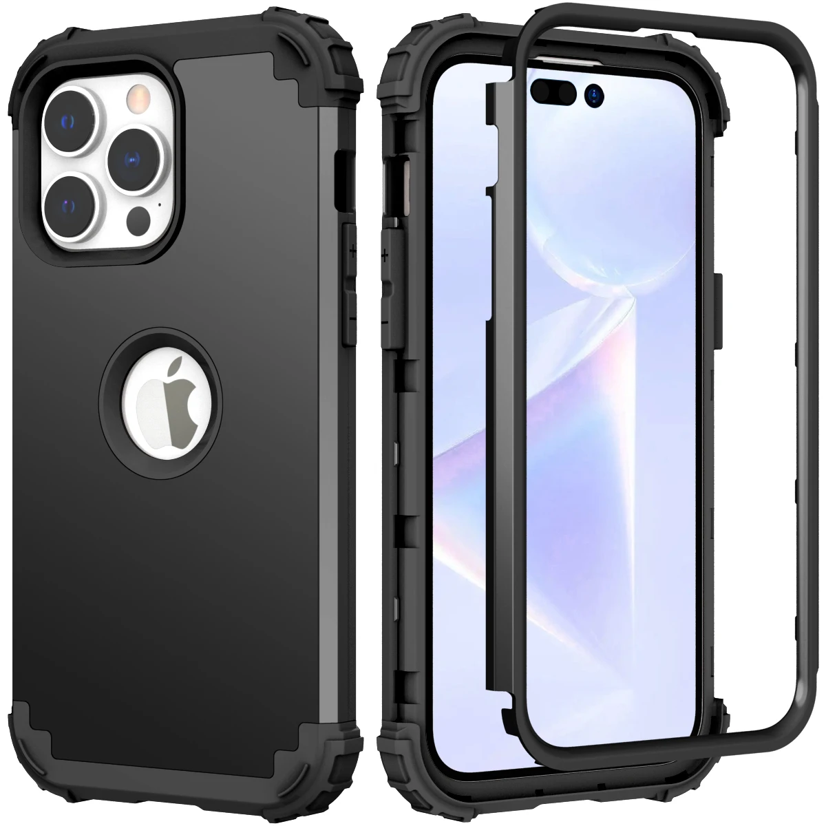 

for iPhone 14 Pro Max Case 2022, 3-in-1 Hybrid Soft Silicone Rubber Hard PC Heavy Duty Shockproof Rugged Bumper Protective Case