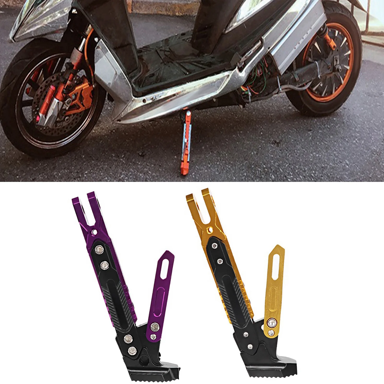 Motorcycle Side Stand Motorcycle Aluminum Alloy Adjustable Kickstand Foot Side Stand Tripod Holder Motorcycle Foot Tripod Holder