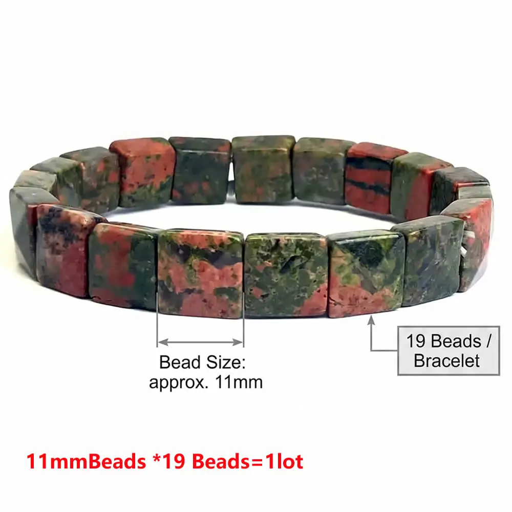 Handmade 11mm Square Pyramid Cut Multi Stone Mineral Collection Elegant Aesthetic Accessory Gemstone Faceted Beads Bracelet