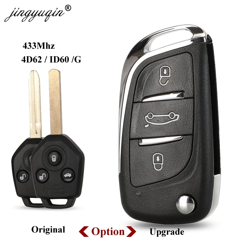 jingyuqin 433MHz 4D62 ID60 G Chip 3 Button Remote key for Subaru Forester OutBack XV Origianl/ Upgraded Flip Folding Key Fob