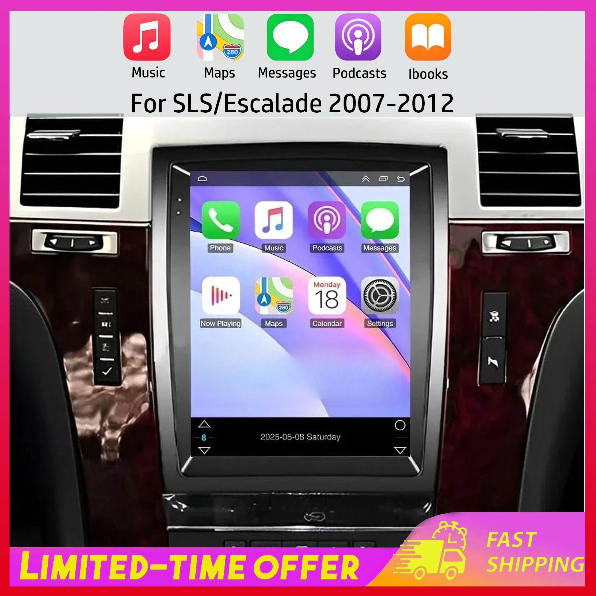 

Автомагнитола 4+64 ГБ, совместимая с SLS Escalade 2007-2012, 9,7-дюймовый сенсорный экран, Android 14, Wi-Fi, Bluetooth, мультимедиа