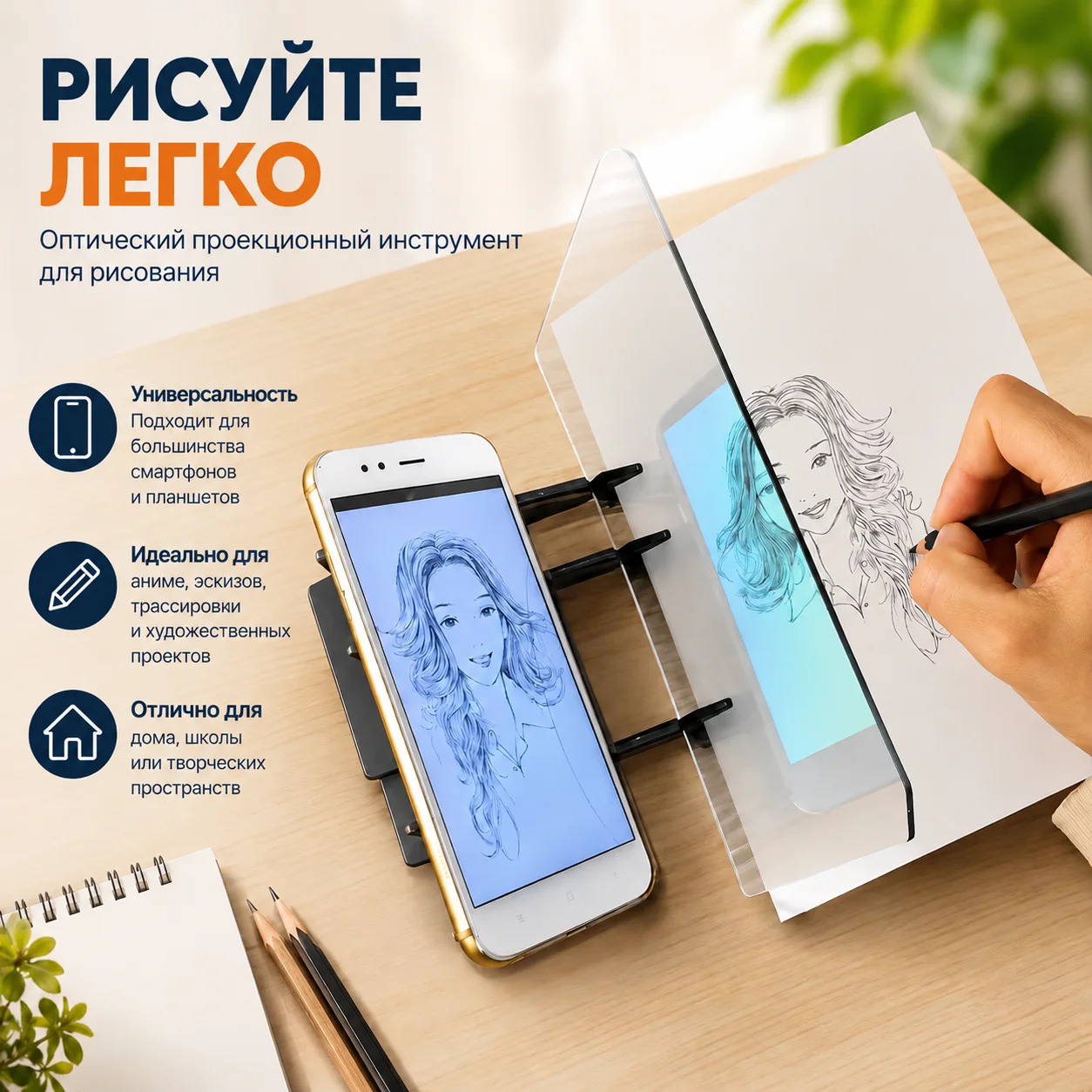 New Optical Projection Drawing Tool - Universal Smartphone and Tablet Tracing Board Perfect for Anime Sketching Art and Home Use