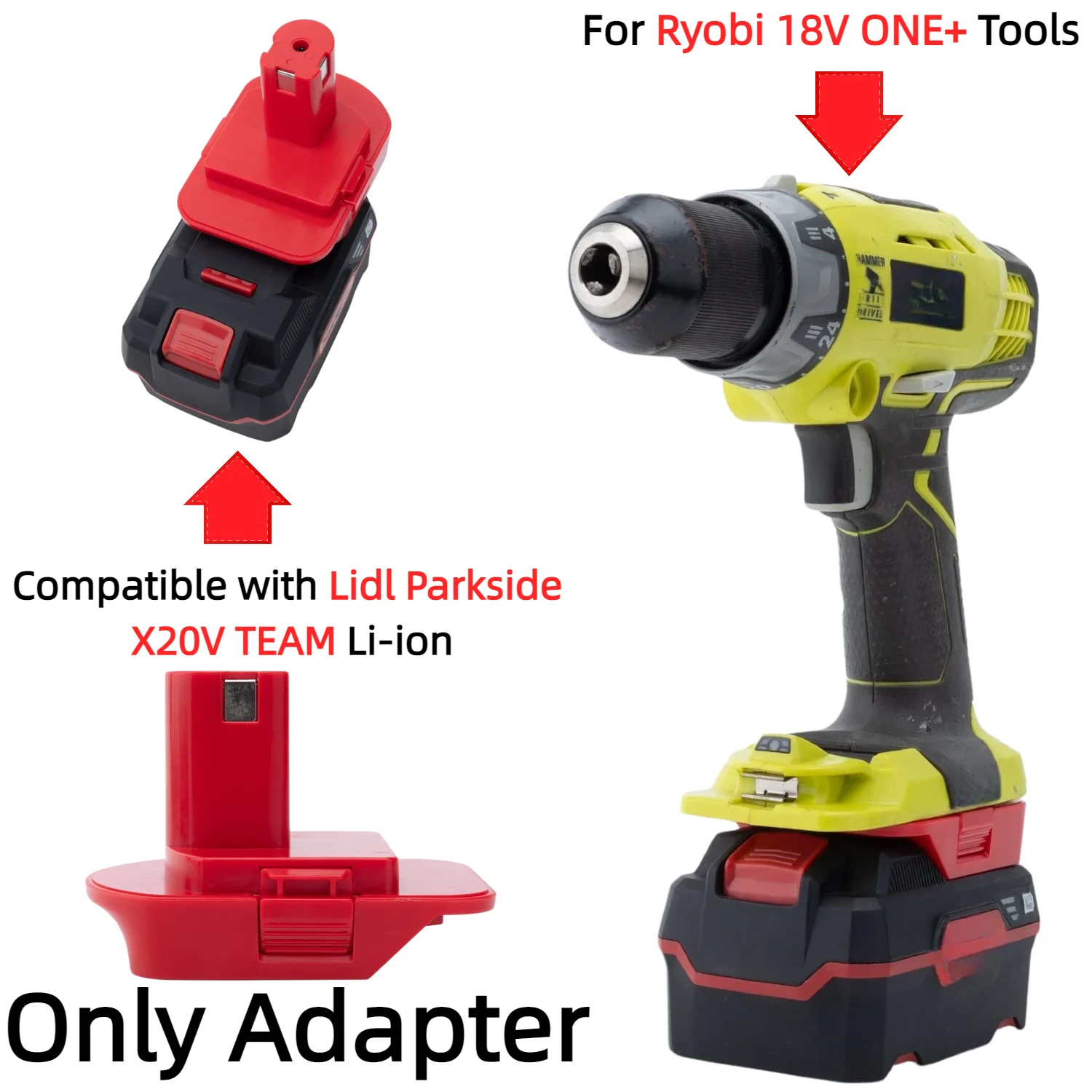 Battery Adapter/Converter for Lidl Parkside X20V TEAM Series Battery To Ryobi 18V ONE+ Cordless Power Tools(Only Adapter)