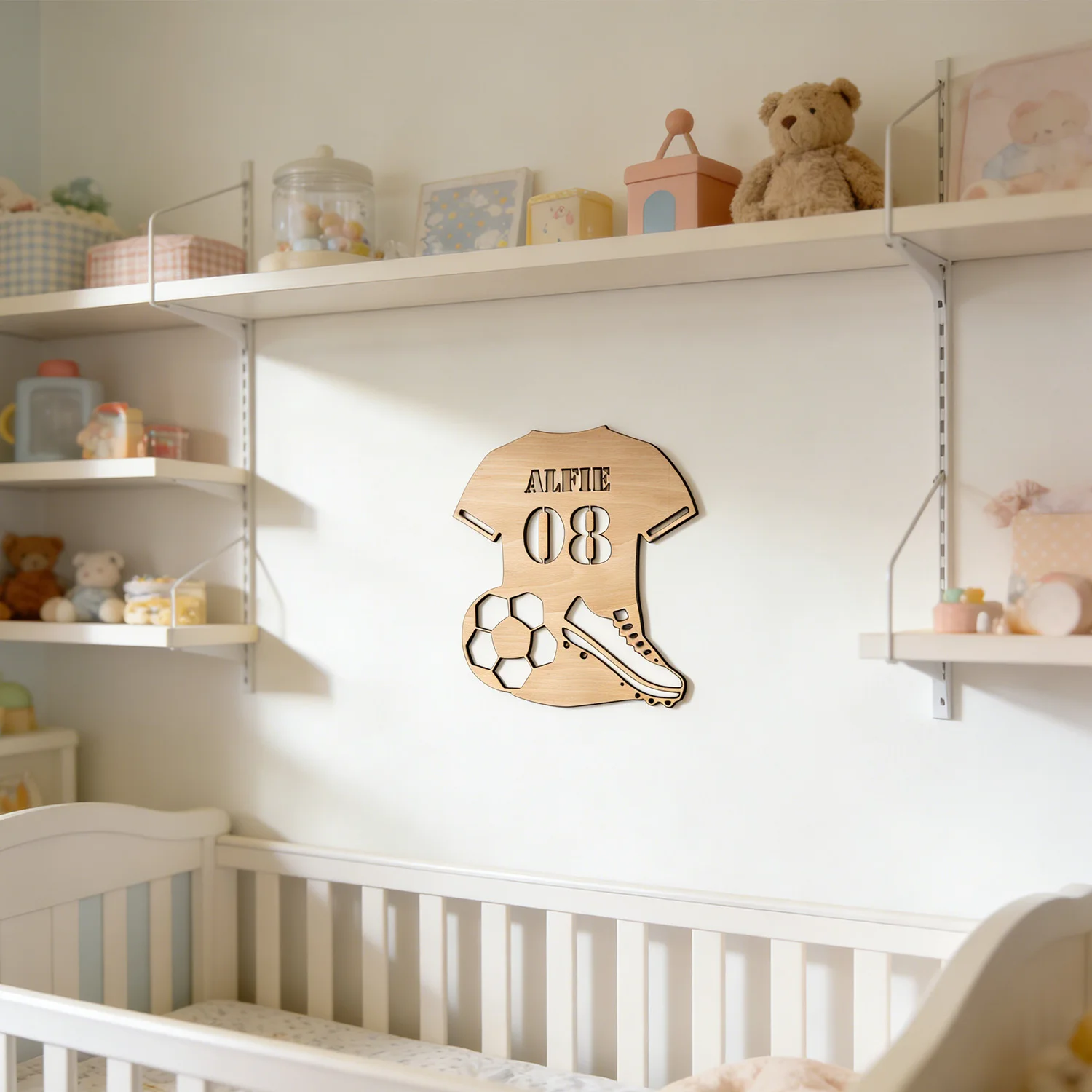 1pc Wooden Football Jersey Shaped Decoration, Customizable Content, Home Decoration, Bedroom Wall Decoration, Holiday Gift