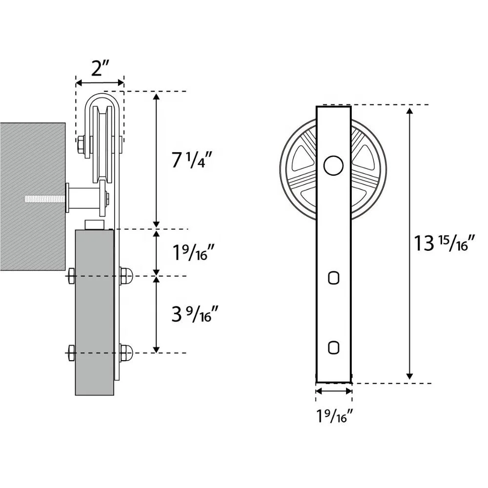 Modern Big Wheel Interior Carbon Steel Sliding Wood Barn Door Hardware Kit Easy Screw Barn Door Track System view 6