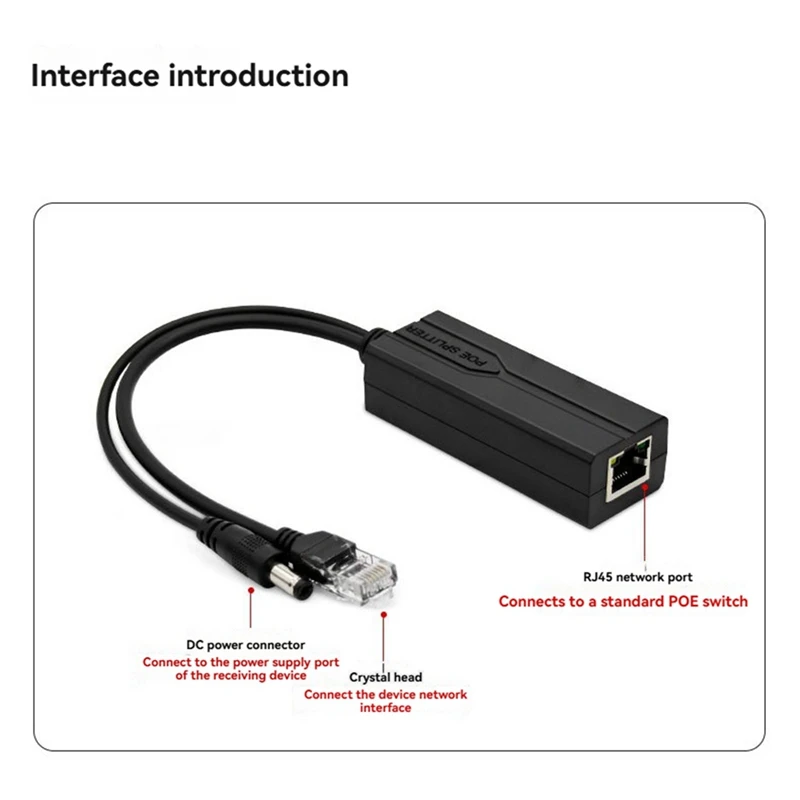 48V To 5V POE Splitter Adapter Active Adaptive Separator Isolated Injector DC 5.5X2.1Mm Port For 100M Camera