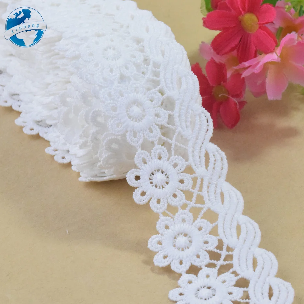 3.5CM Wide 100% Polyester Embroidery Lace Sewing Ribbon Guipure Trim Wedding Decoration DIY Dolls Dress Accessories Lace#4346