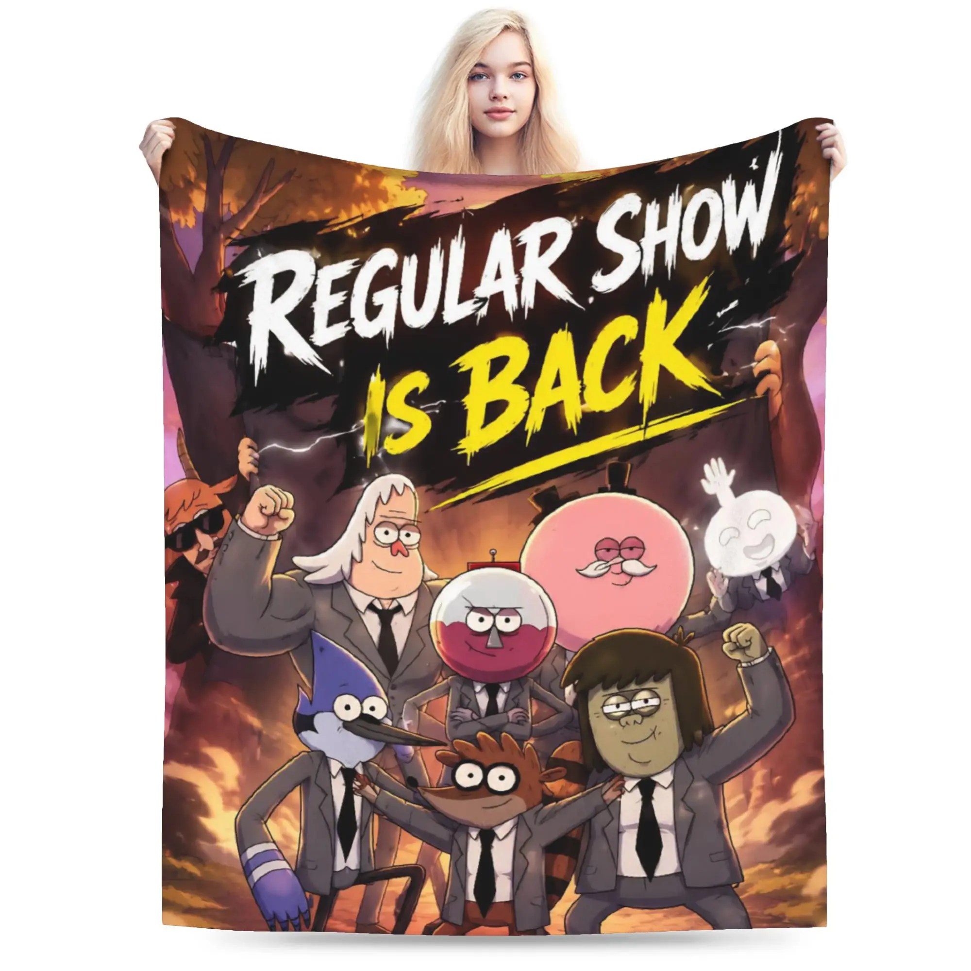 Regulars Show Cartoon Character Gift Blanket For Men Women Super Soft Cozy  Throw Blankets for Sofa 50x60 Inches Multi-size