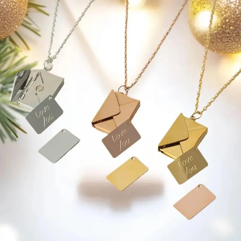 1 قطعة قلادة مغلف اعتراف الحب من الفولاذ المقاوم للصدأ مصممة خصيصًا لهدية عيد الحب #3