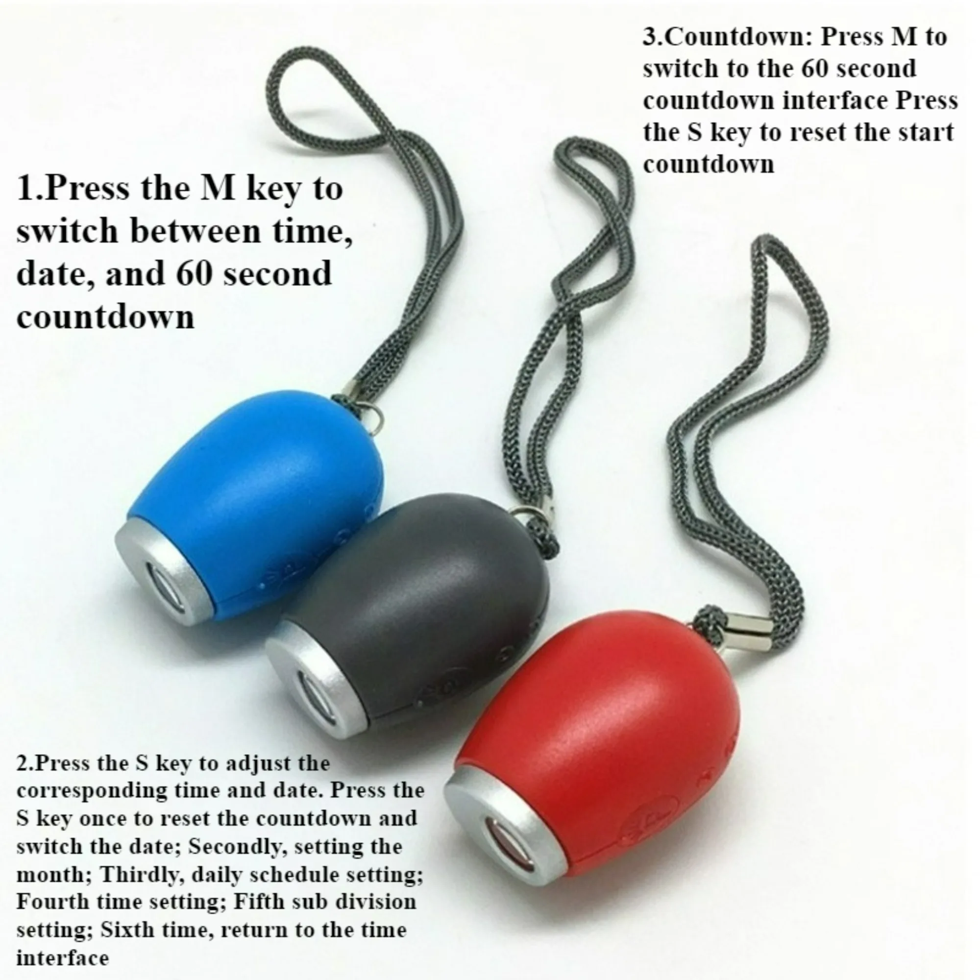 Mini Keychain Projection Clock Portable LED Digital Display Oval Plastic Alarm Clock for Traveling Business Trips