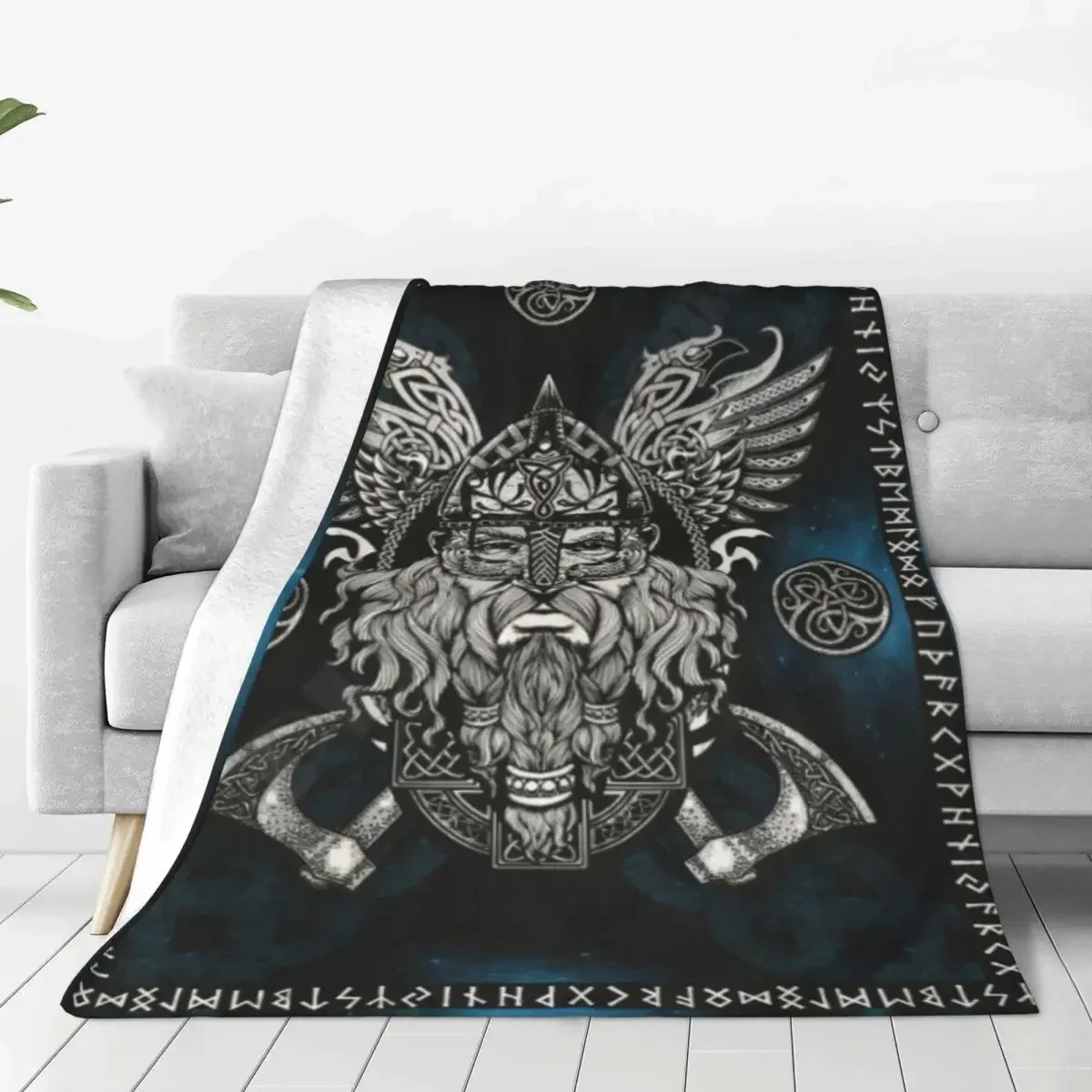 

Norse God Odin baby Blanket Mystery Soft Durable babesBlanket Flannel Bedroom Travelling Printed Bedspread Sofa Bed Cover