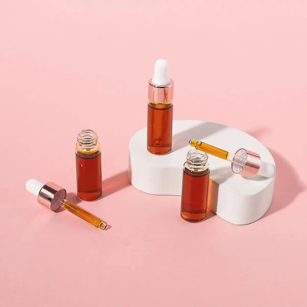 10/20pcs 1/2/3/5mlローズゴールドガラスドロッパーボトルセット