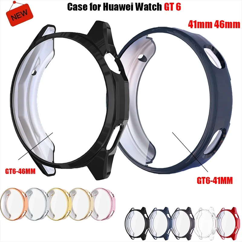 Hülle für Huawei Watch GT 6 41 46 mm, Displayschutzfolie, Zubehör, weiche TPU-Stoßstangenschale, Anti-Fall für Huawei Watch GT6 Cover