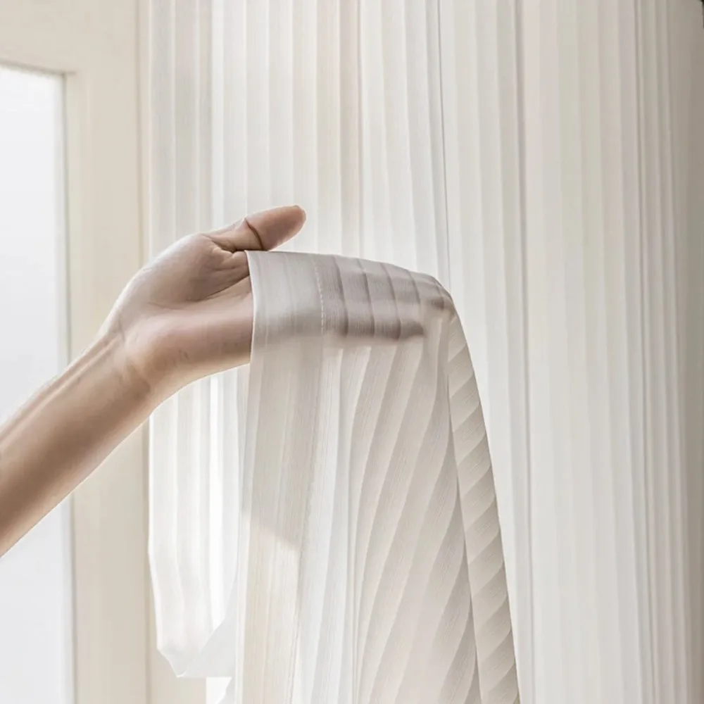 Transparente Vorhänge für vertikale Jalousien in Sondergröße, gestreift, Chiffon, helltransparent, Fenster-Tüll-Vorhänge für Wohnzimmer und Schlafzimmer