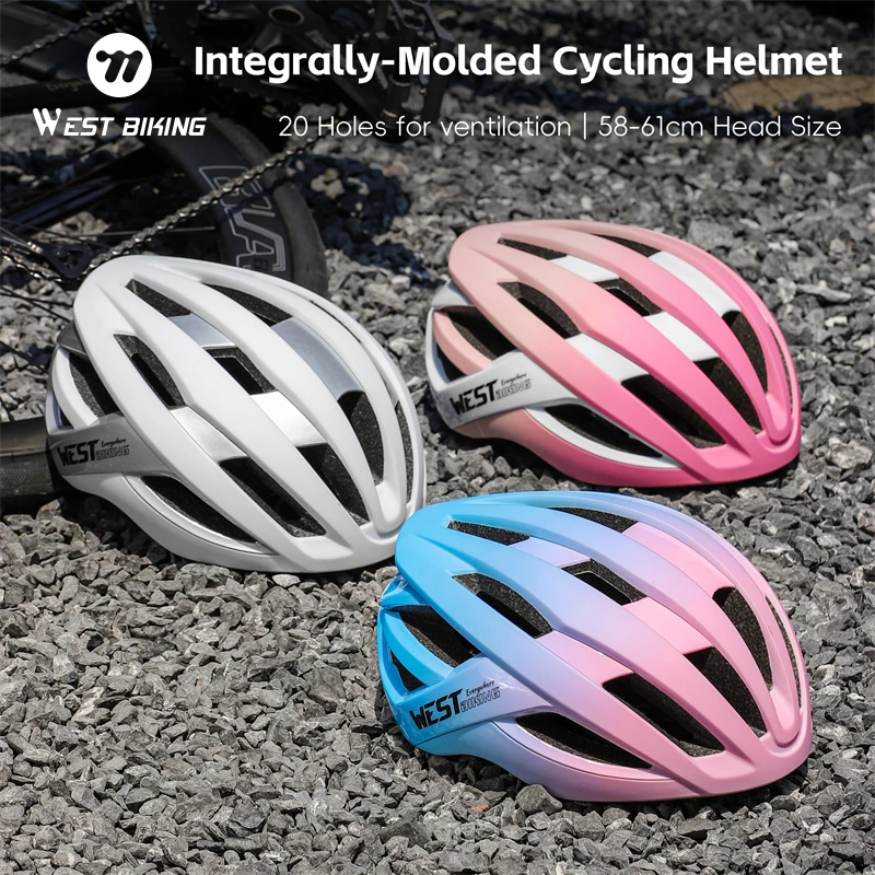 WEST BIKING Outdoor MTB Bicycle Helmet Integrally-molded Road Mountain Bike Helmet Multi-color Ultralight Riding Cycling Helmet