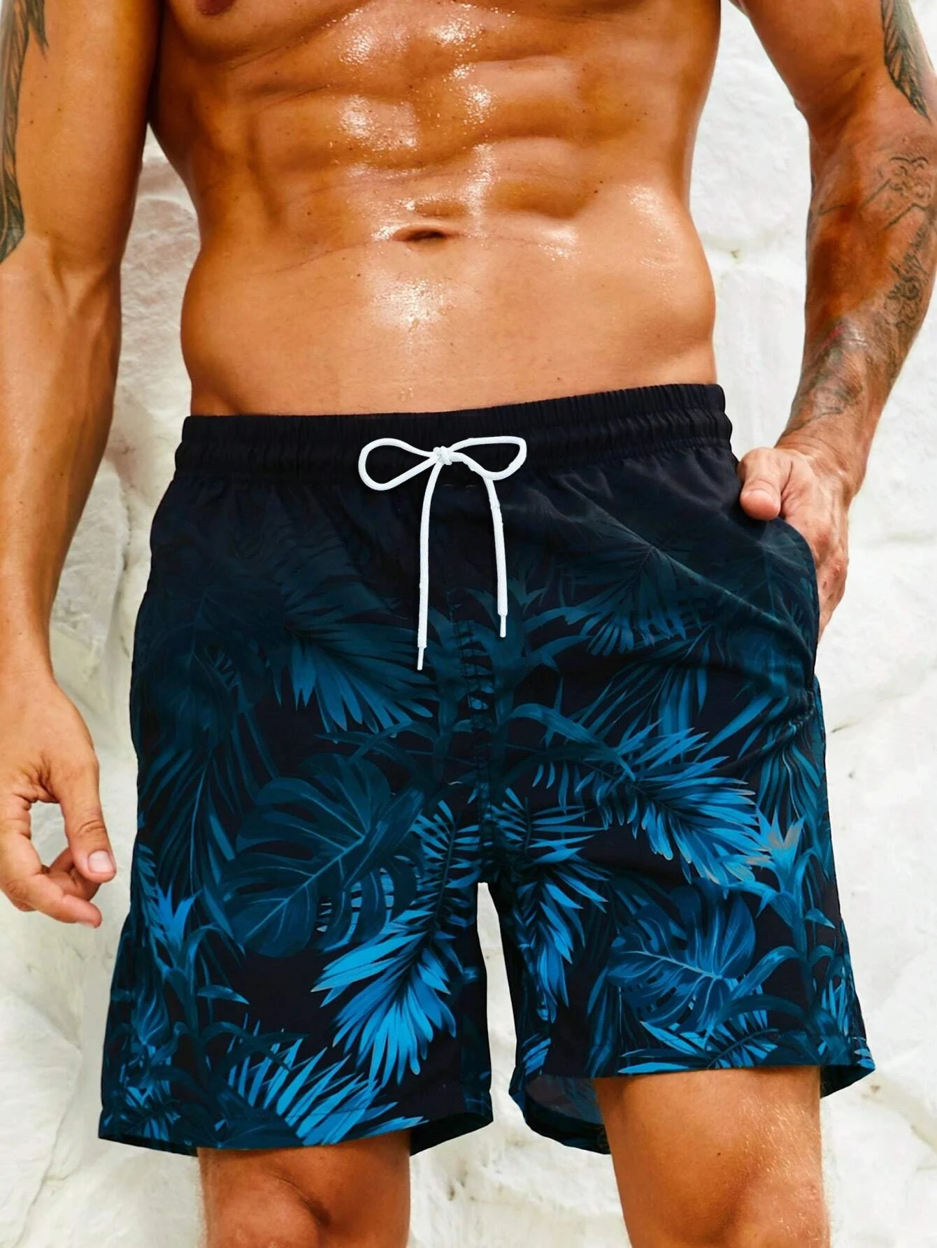 Men\'s quick-drying Hawaiian shorts with floral and leaf print 3D beachwear soft loose casual novelty summer novelty shorts