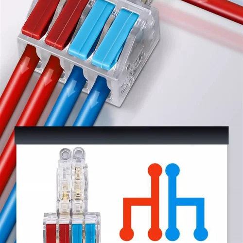 Imagen 2 del producto Conectores de cables eléctricos tipo T, orificio de fijación, bloqueo de empalme, bloque de terminales de cableado de Cable rápido, conector de Cable de palanca de núcleo de cobre