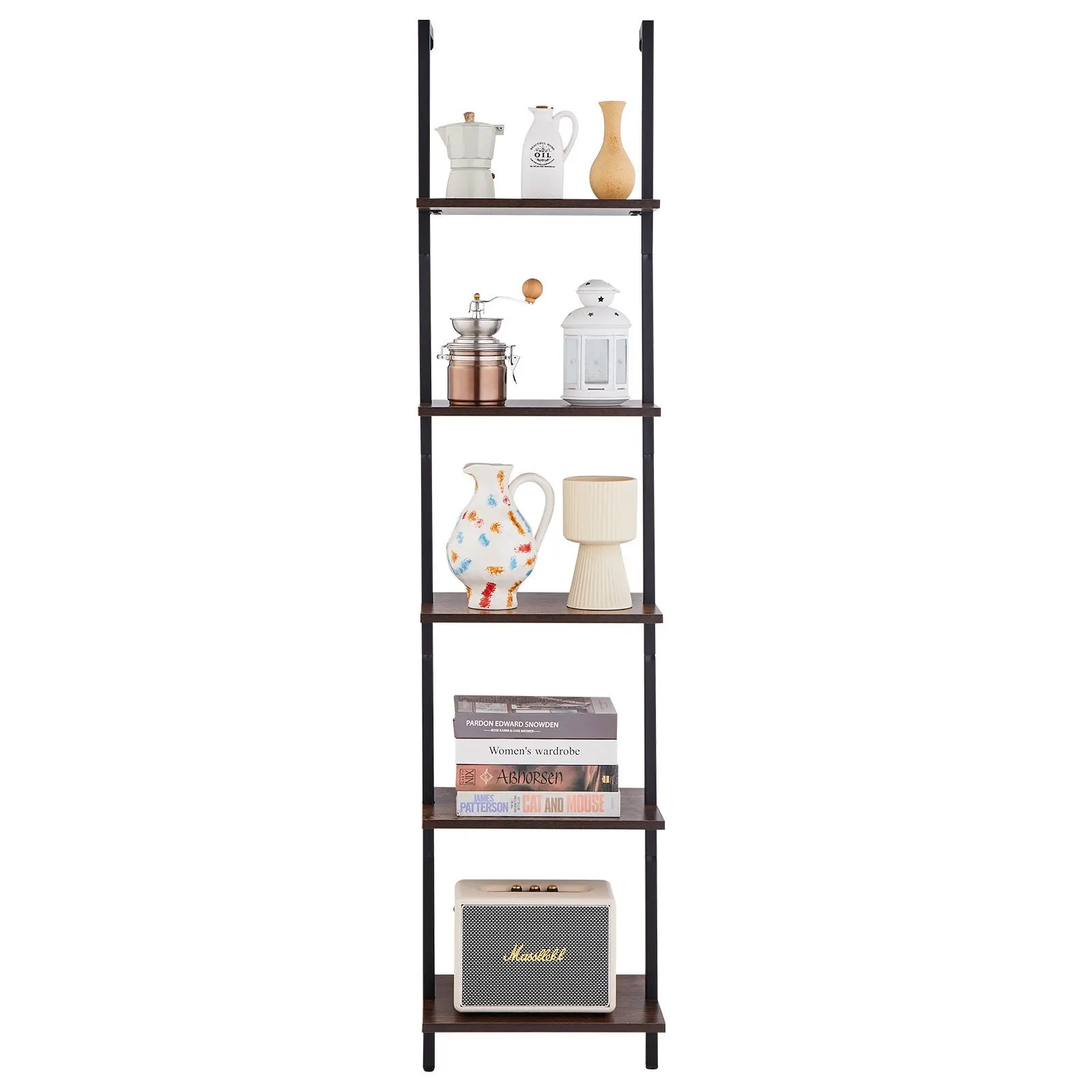 

Industrial Square Pipe Shelf 5 Tier 15.6x11.8in Wall-Mount for Bedroom