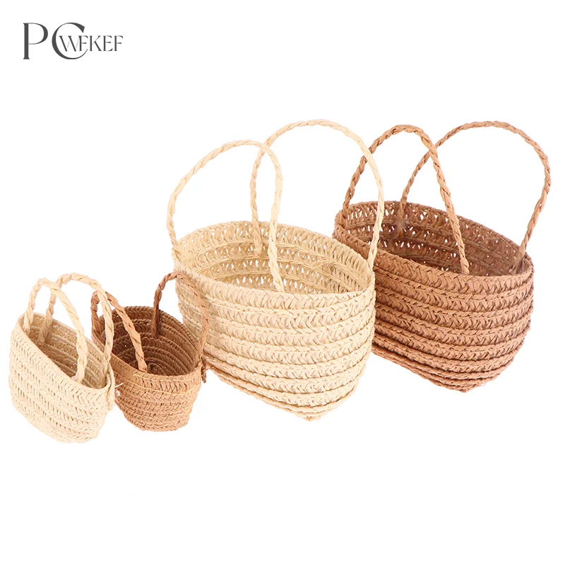 Dollhouse Miniature Decor Fashion Shopping Straw bag Shoulder Bags Messenger Bag Shopping Bag