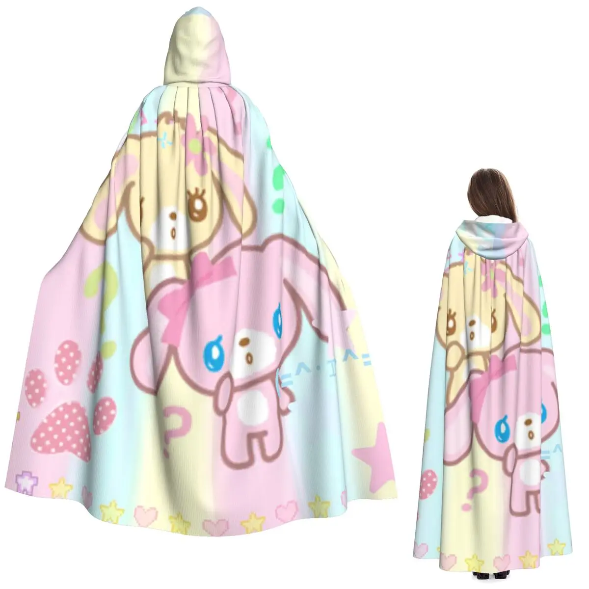 Sugarbunnies-capa larga con capucha de dibujos animados de Anime, disfraz Medieval de bruja, capa de Cosplay, Halloween, vampiro, adulto, Unisex