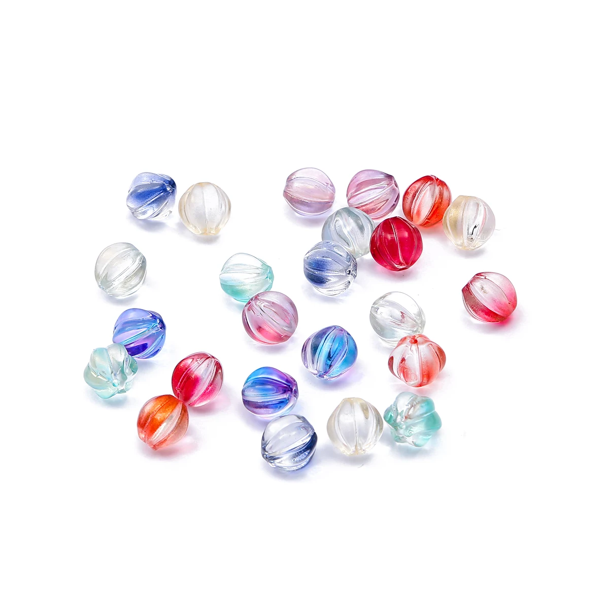 10pcs Pumpkin Shape Beads Glass Beads Loose Spacer Round Beads For Bracelets Necklace Keychain Pendants Jewelry Making