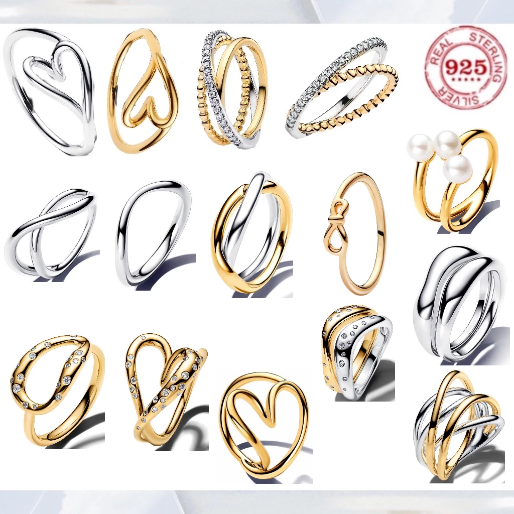 Fashion Hot sale 100%925 sterling silver Openwork Heart Crossed Geometry Ring Women's High quality Jewelry for Christmas Gifts