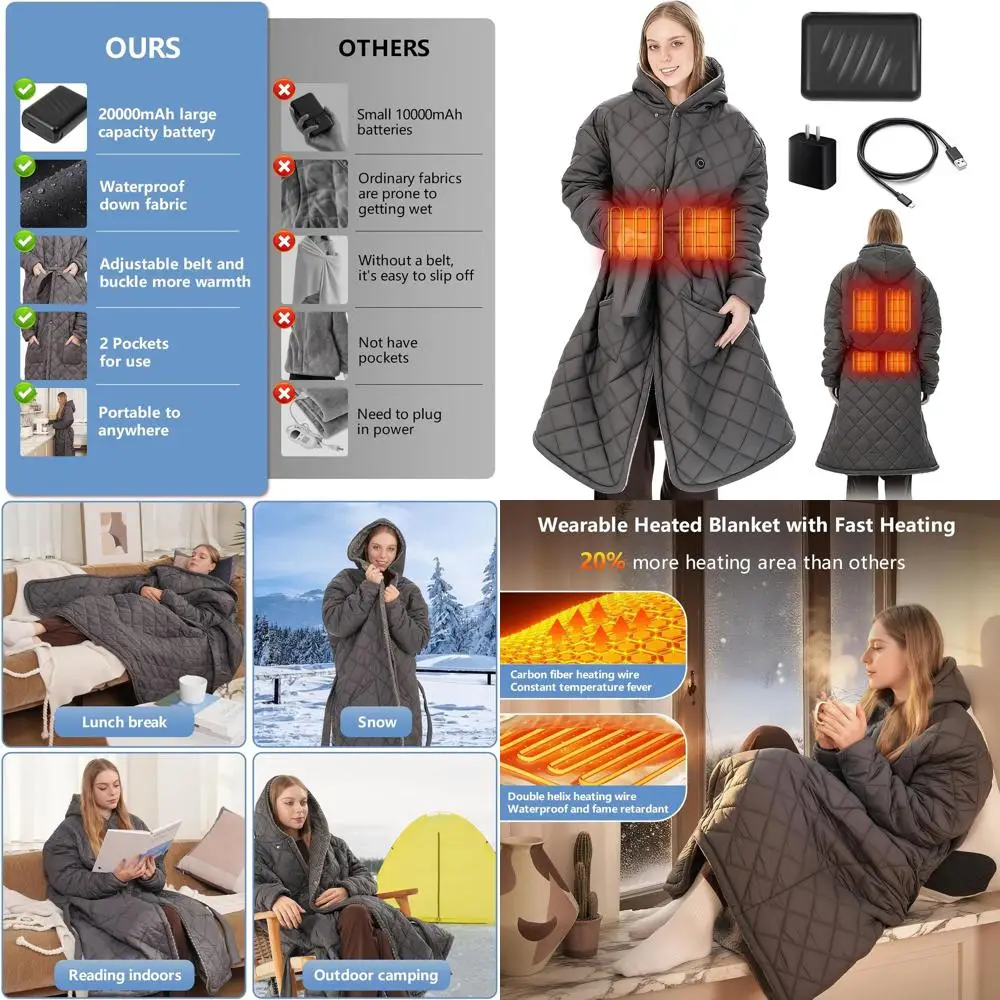 

Cordless Heated Blanket with 20000mAh Battery, 45x32 Size, Ideal for Outdoor Use and Women