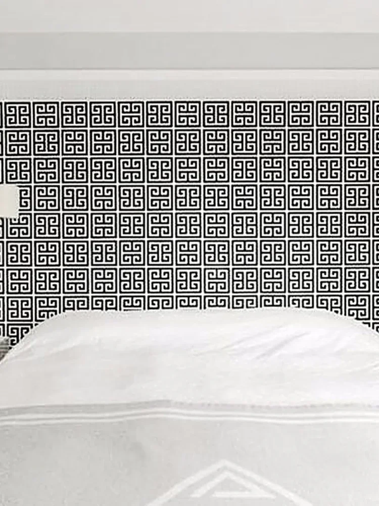 3D White Gold Greek Key Pattern Wallpaper, Não auto-adesivo, Decoração moderna, Decoração do quarto, 10m