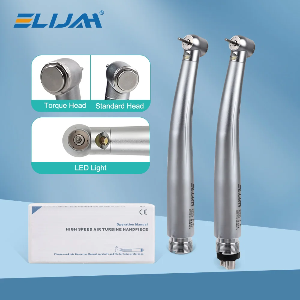 

ELIJAH LED High Speed Handpiece 3 Water Spray Low Noise Air Turbine Ceramic Movement Standard Head Dentist Handpiece 2/4 Hole