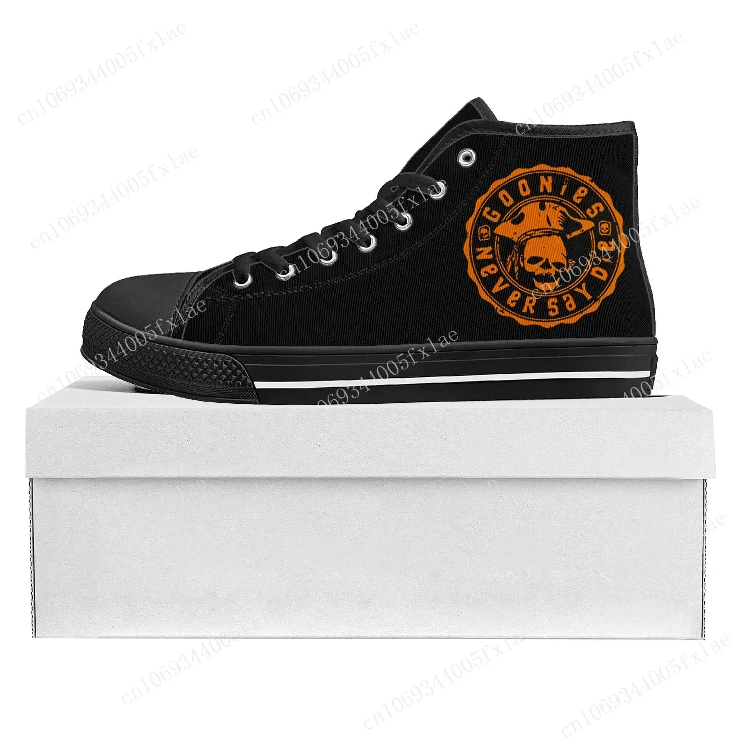 Goonies Never Say Die Skull Pirate Rock High Top High Quality Sneakers Mens Womens Teenager Canvas Sneaker Couple Custom Shoe