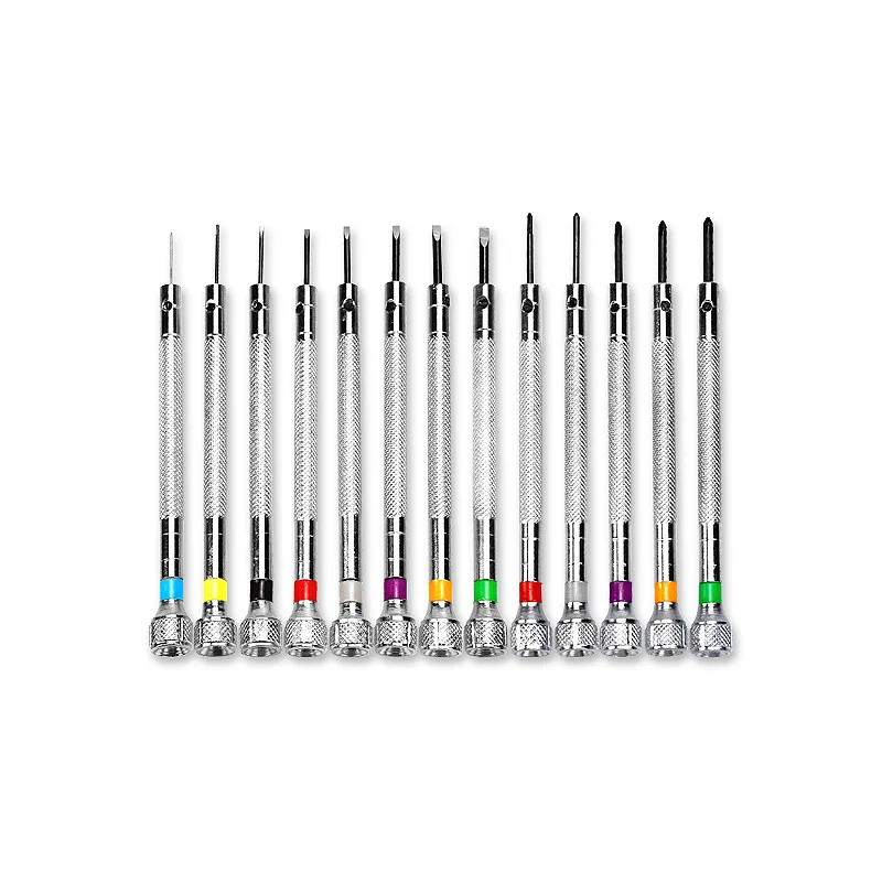 13PCS Watch Tool Repair Screwdriver Set 0.6-2.0mm Slotted/1.2mm-2.0mm Cross Screwdriver kit Professional Watchmakers Watch Tools