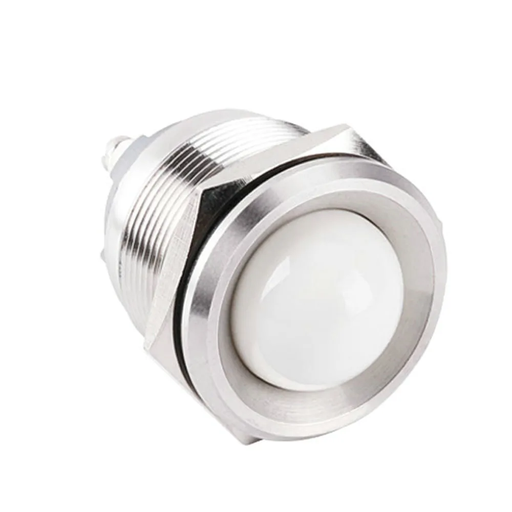25mm IP67 Waterproof Metal LED Indicator Lamp Light Signal Pilot Warning Concave Stainless Steel Indicator Bulb Lamp Light