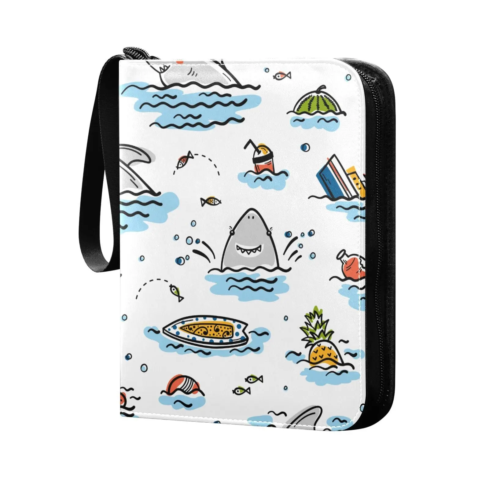 

Summer Sea Shark Card Binder 4 Pocket Cards Binder 400 Double Sided Pocket Album Sport Game Cards Unique Card Collection Storage