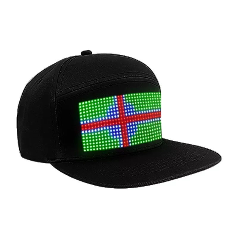 DIY Baseball Cap USB Rechargeable Bluetooth APP Programmable LED Scrolling Message Display Board Hip Hop Street Snapback Hat