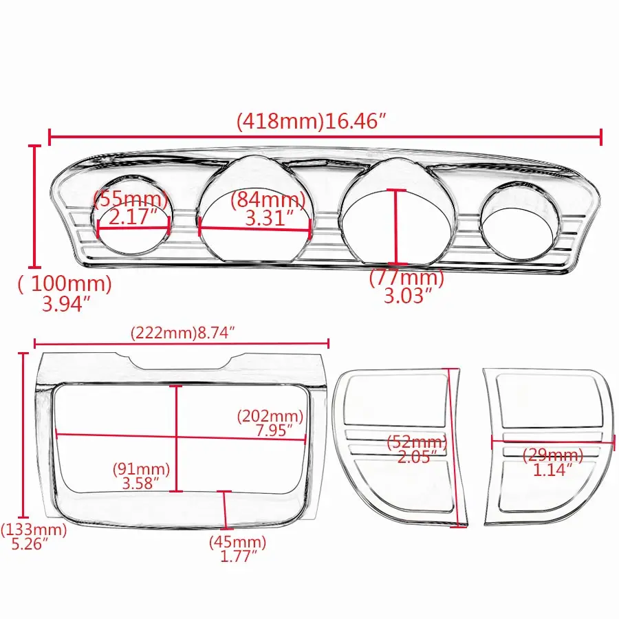 Motorcycle Inner Fairing Tri-Line Gauge Stereo Switch Trims Accents Panel Cover For Harley Electra Street Glide 2014+ Accessory