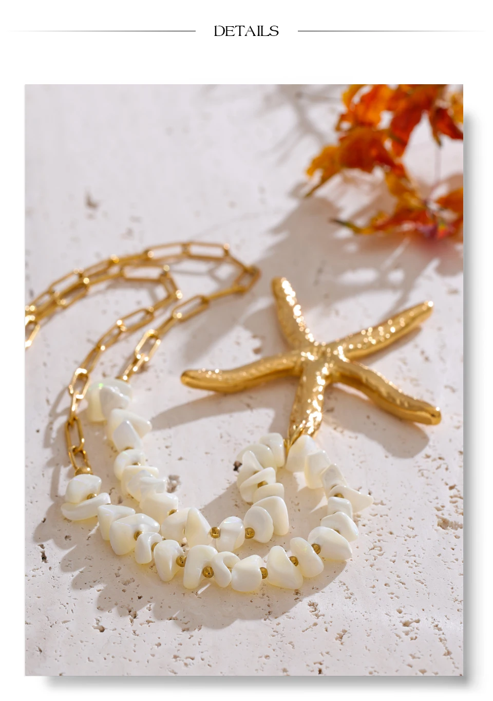 Yhpup 60 + 7 cm Ozean Stil Shell Handgemachte Kette Große Seestern Anhänger Halskette Edelstahl Strand Urlaub Schmuck 2025 – Detail 7