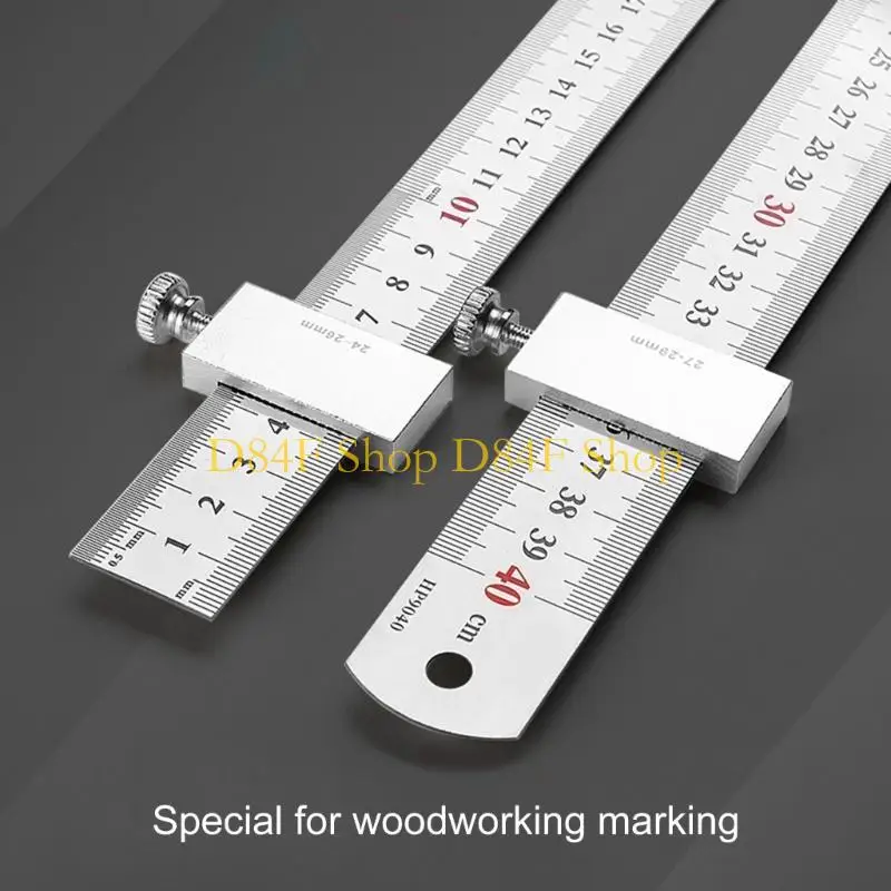 

D84F Woodworking Tool Carpenter Scribing Ruler with Positioning Slide Stop Aluminum Carpentry Marking Gauge 15/20/30/40cm