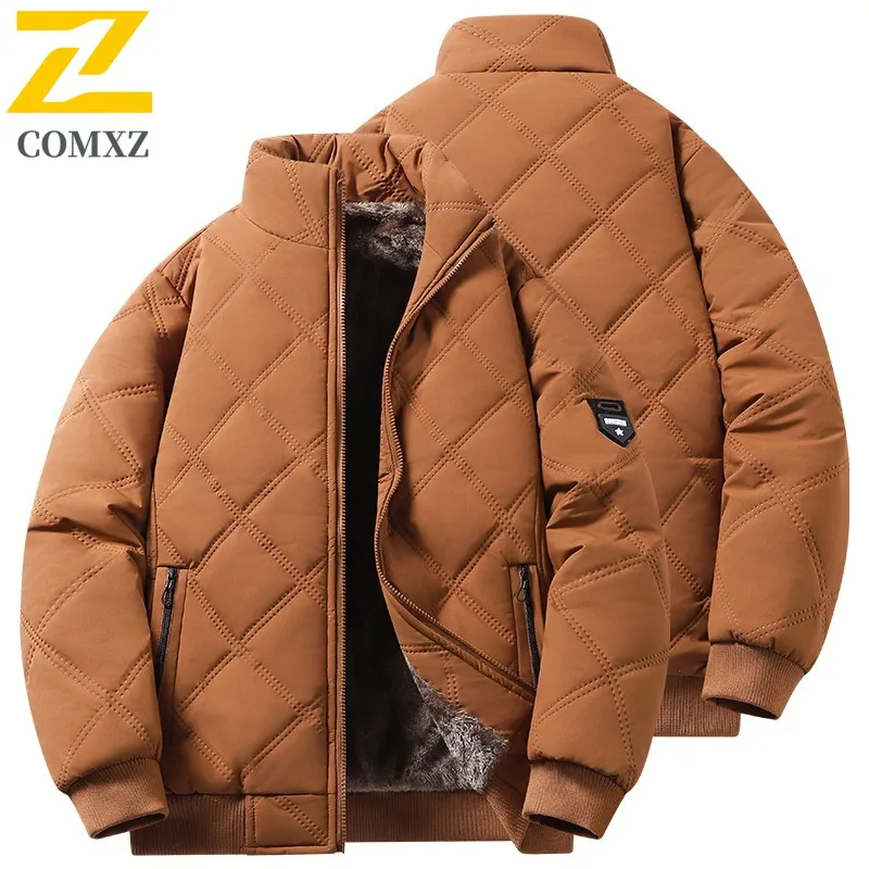 

COMXZ теплая куртка-паркер, толстая повседневная стеганая куртка с несколькими карманами для катания на лыжах и путешествиях, зимняя куртка высокого качества, мужская одежда