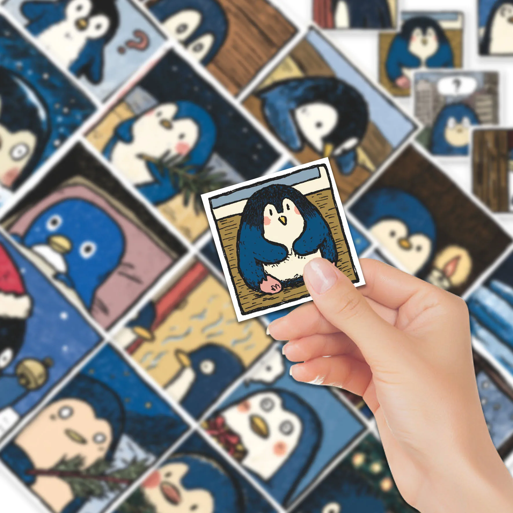 48pcs Cute Healing Penguin Vinyl Stickers | Whimsical Penguin & Cozy Scene Decals for Laptop Water Bottle Gift & Animal Lovers