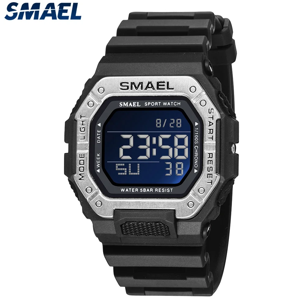 SMAEL-reloj deportivo para hombre, cronógrafo electrónico, resistente al agua hasta 50m, con luz nocturna, para exteriores, 8059