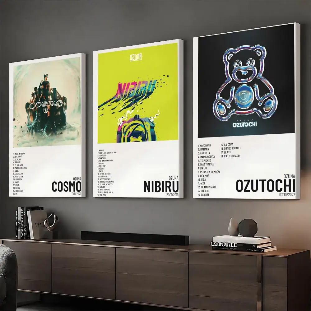 O-Ozuna Album Cover Singer Painting Calligraphy HD Canvas Print Poster Wall Art | Optional Frame | Modern Hallway Decor