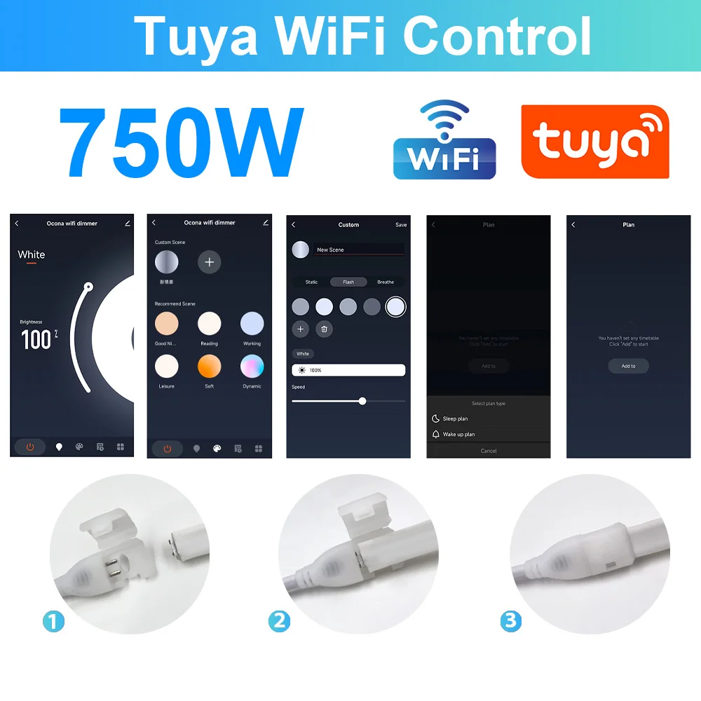 LED Dimmer Wall Touch Remote Bluetooth Tuya Smart Wifi Controller for 8mm PCB 110V/220V 288Leds/m COB Light Strip Support Alexa