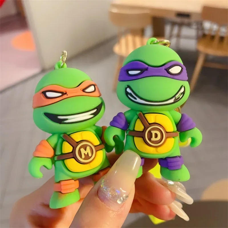 LLavero de Tortugas Ninja para niños y adultos, colgante de dibujos animados para mochila escolar, llavero de Anime, accesorios para llaves de