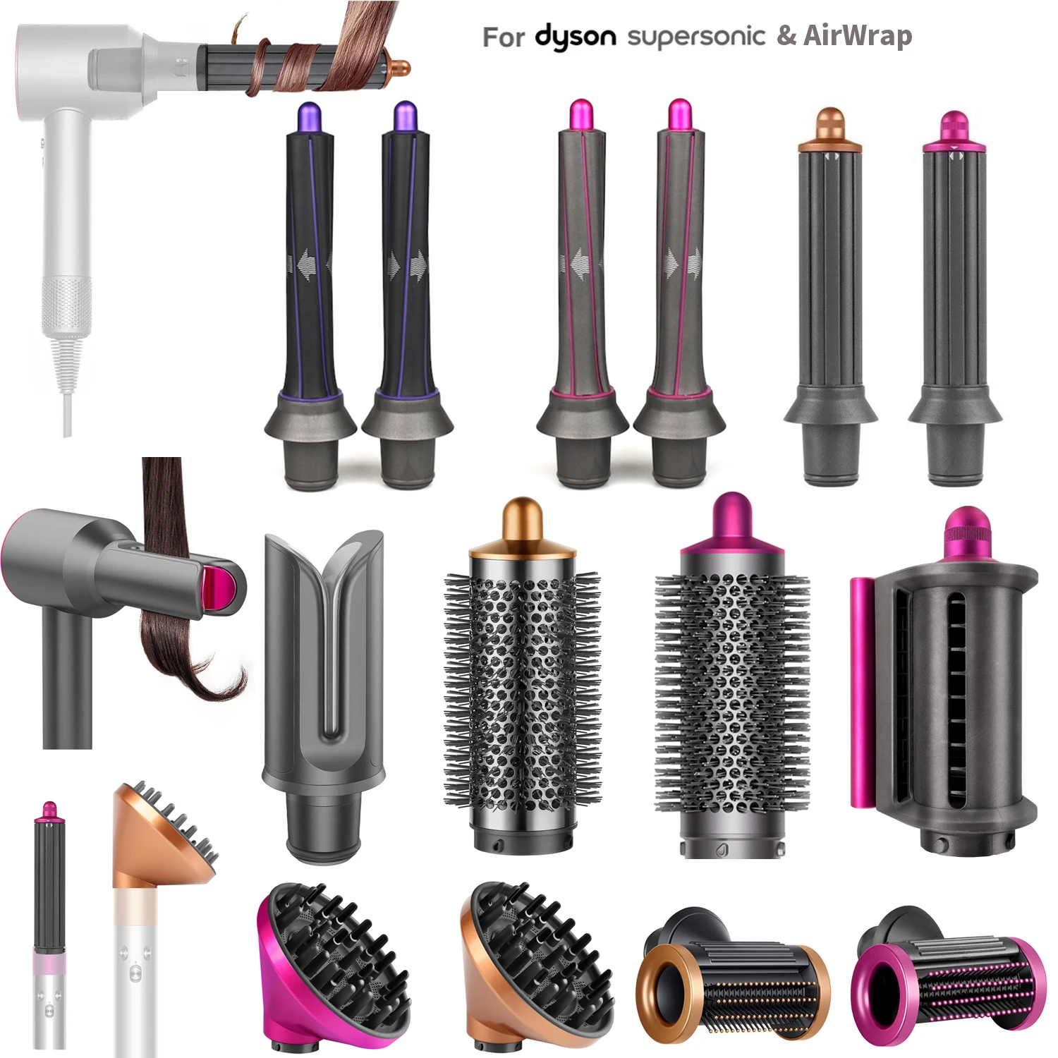 Dyson süpersonik saç kurutma makinesi otomatik kıvırma varil için 30/38/40/55MM Styling memesi HS0105 Airwrap difüzör doğrultma saç aracı