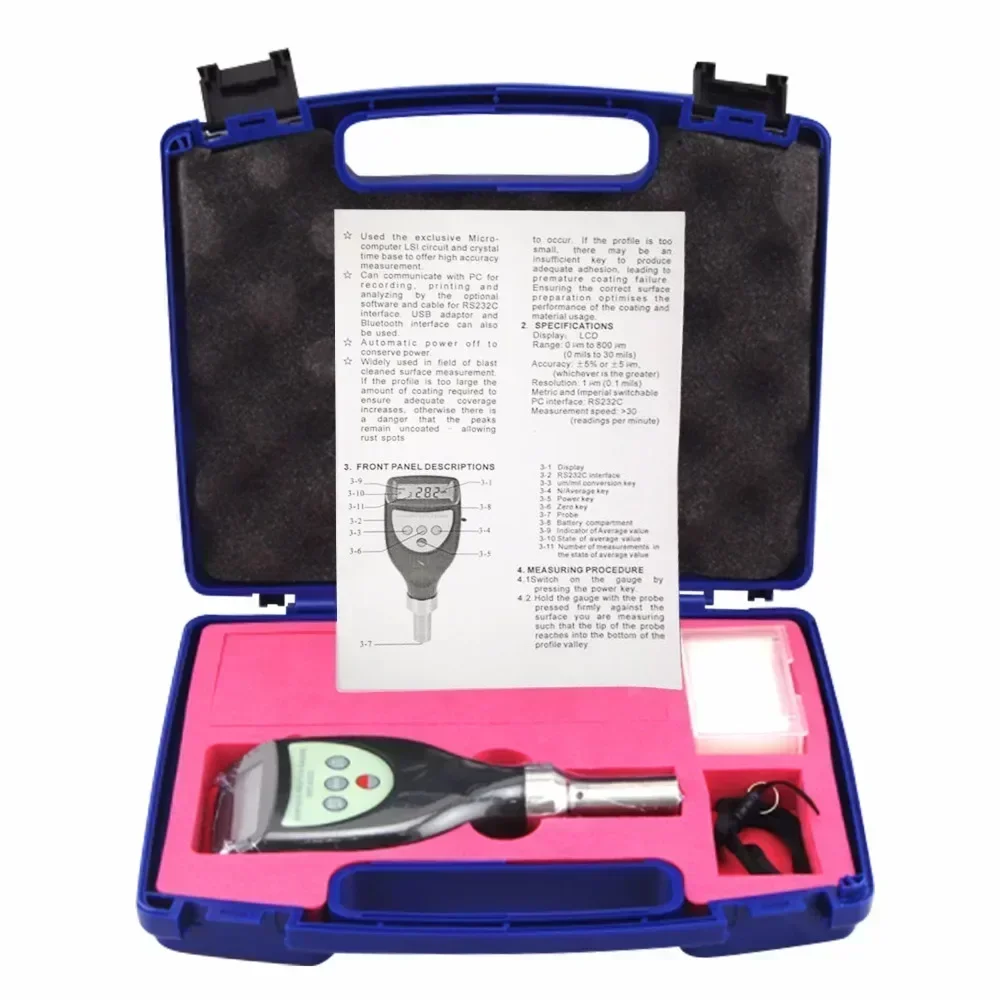 Digital Surface Profile Gauge Roughness Tester Meter w/ 0~800 um Measuring Range