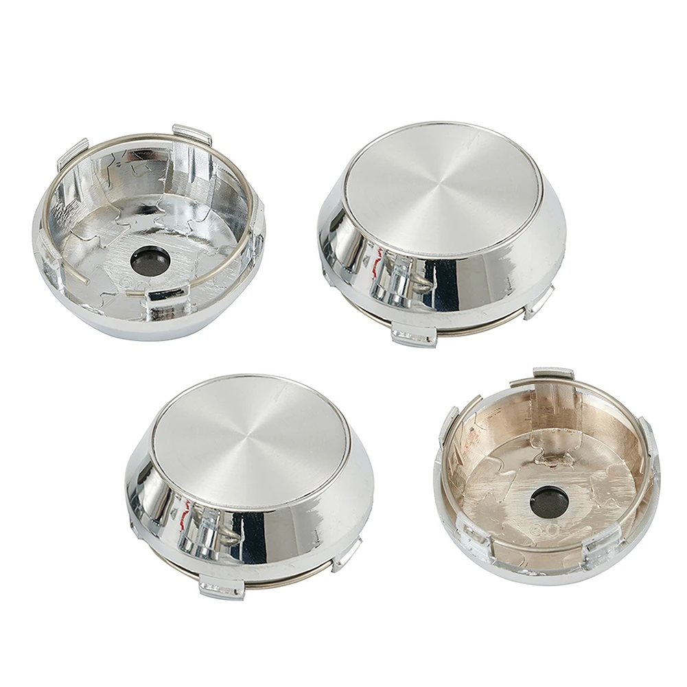 4pcs Car Wheel Center Cap For Wheel Center Cap Rim Chrome Hub Cap 60mm No Logo Silver Base For Many Kinds Of Vehicles