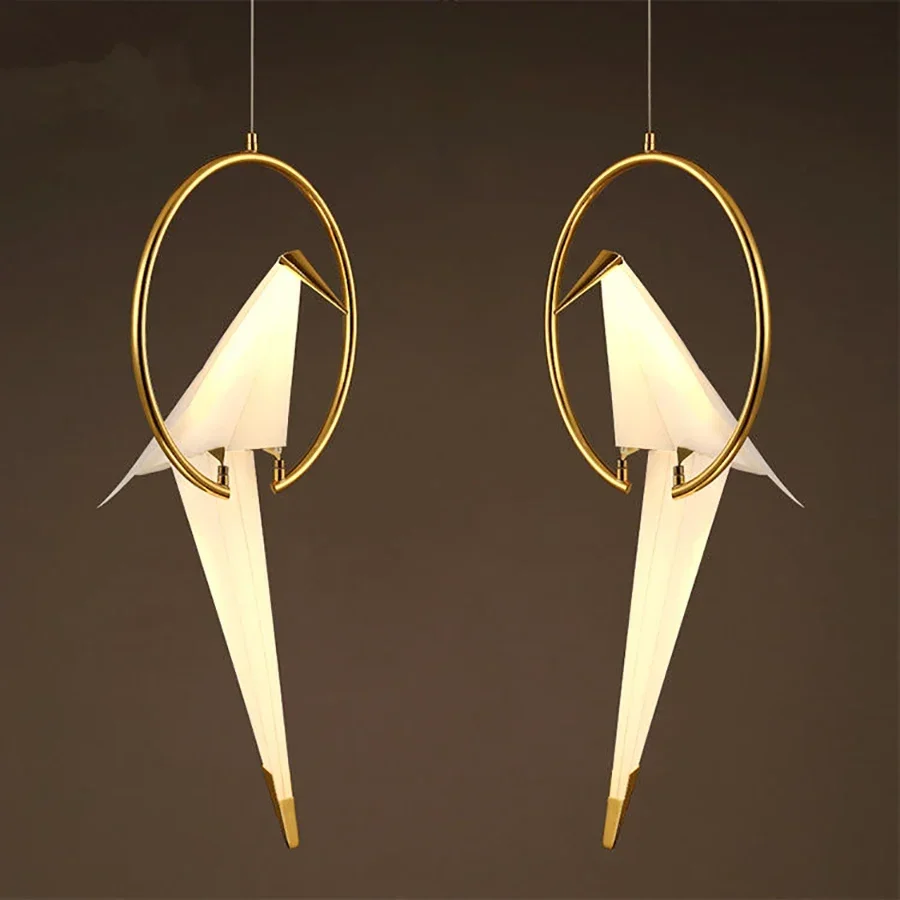 led Bird Pendant Light Modern Paper Cranes Hanging Lamp for Dining Room Bedroom Restaurant  Lamps Art Designer Decor